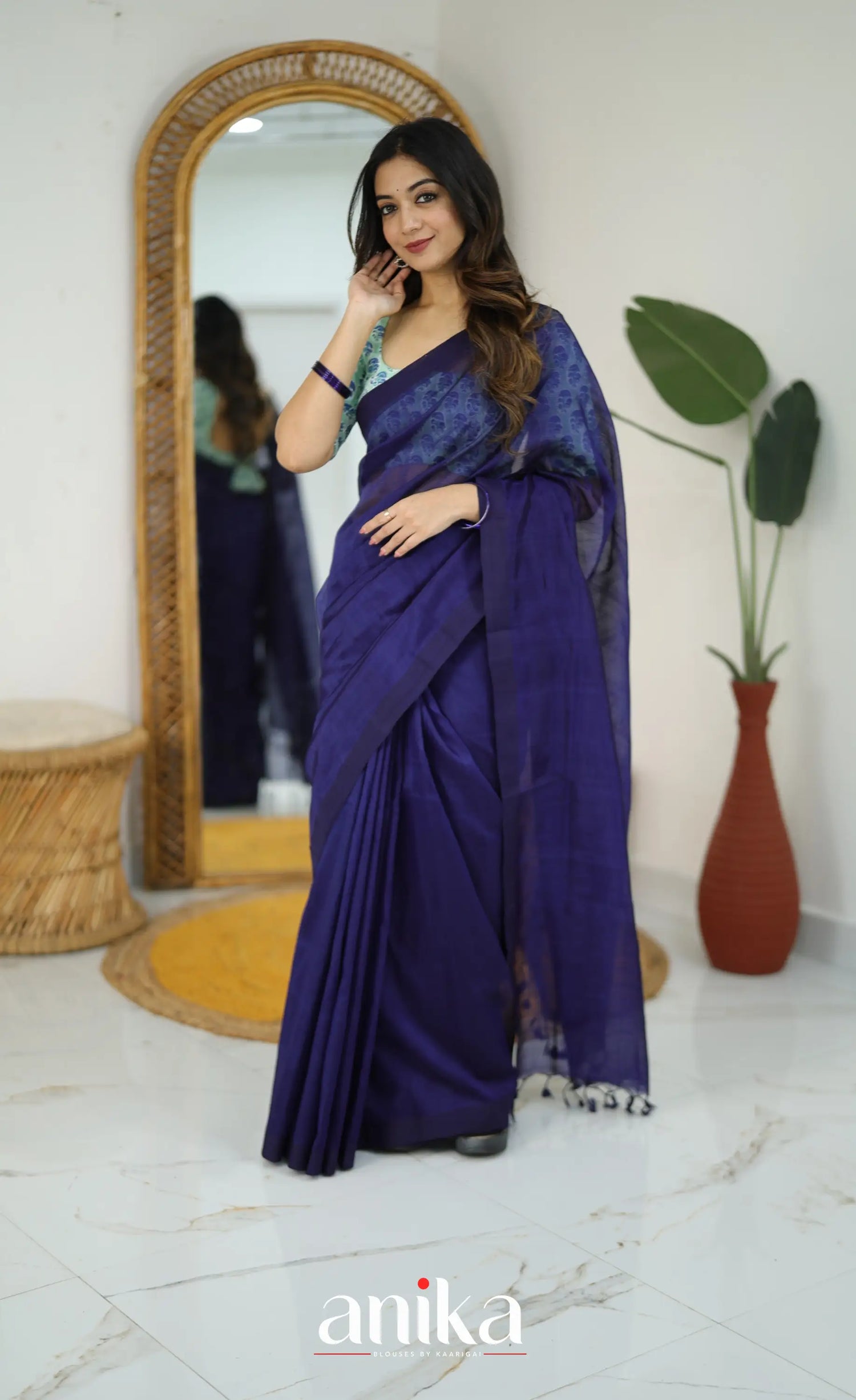 Jaipur Hand Block Printed Stretchable Blouse - white shade