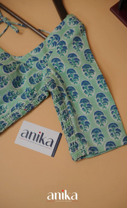 Jaipur Hand Block Printed Stretchable Blouse - white shade