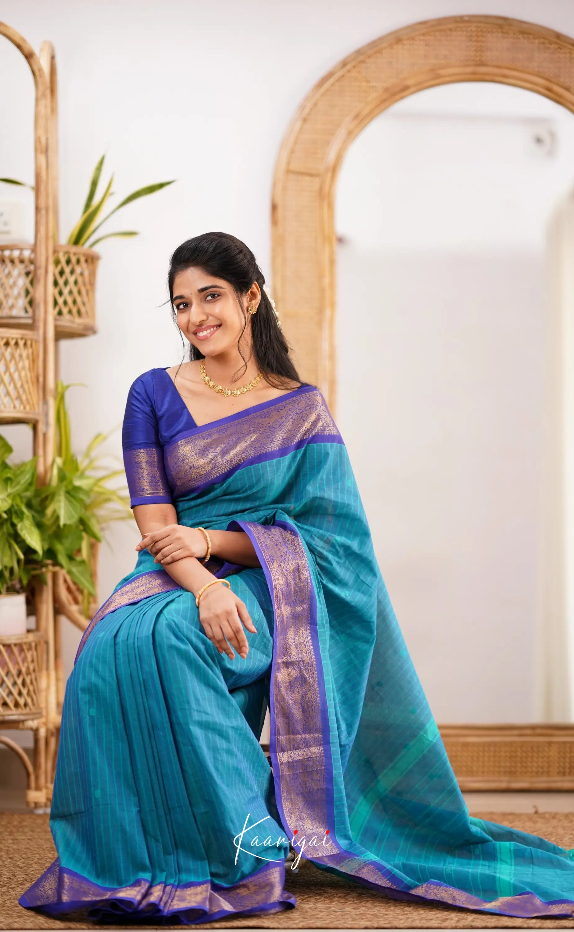 Kamakshi Light Blue Shade And Bright Tone Sarees