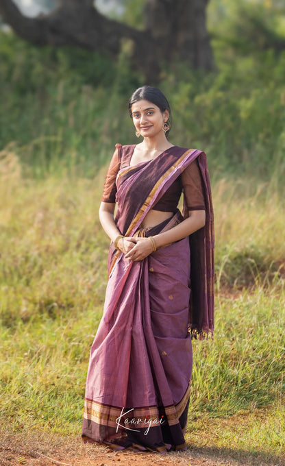 Kamakshi Mauve Tone And Coffee Brown Shade Sarees