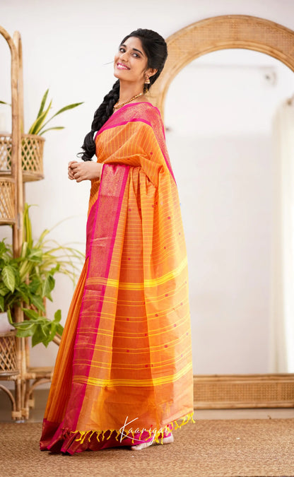 Kamakshi Orange Shade And Pink Tone Sarees