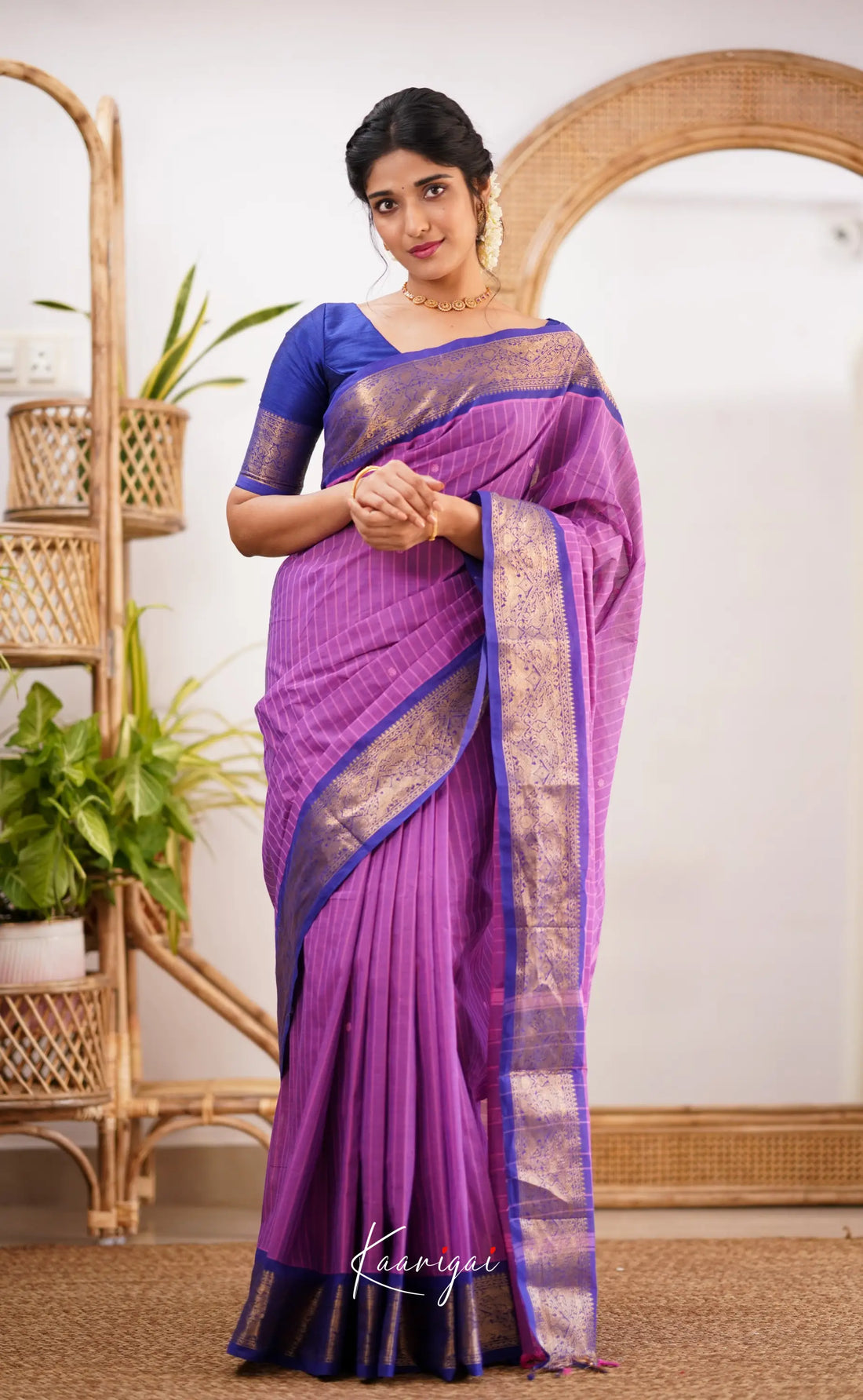 Kamakshi Purple Shade And Bright Blue Tone Sarees