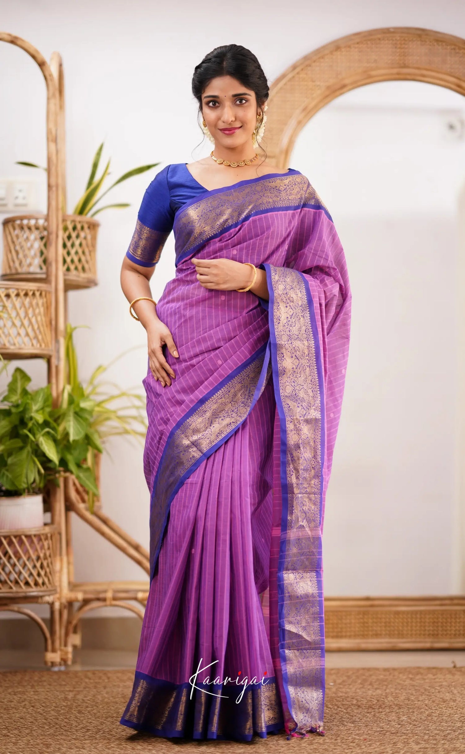 Kamakshi Purple Shade And Bright Blue Tone Sarees