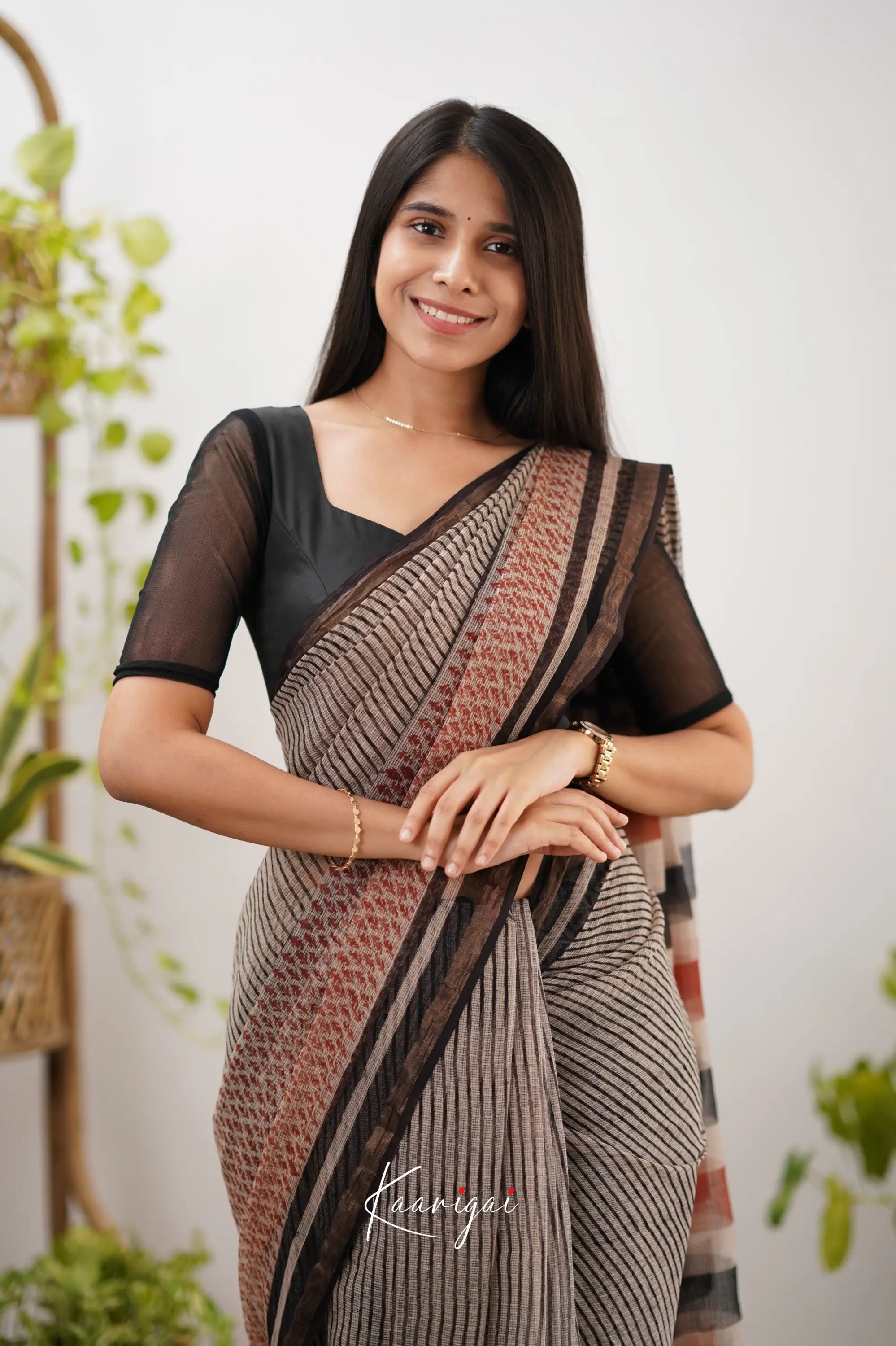 Kamali Kota Saree - Beige And Black Sarees