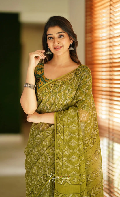 Kamali Kota Saree - Henna Green Sarees