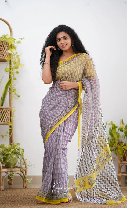 Kamali Kota Saree - Lavender And Yellow Sarees