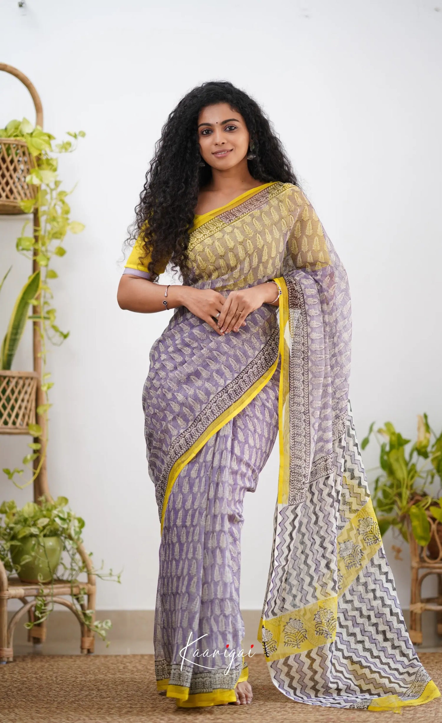 Kamali Kota Saree - Lavender And Yellow Sarees