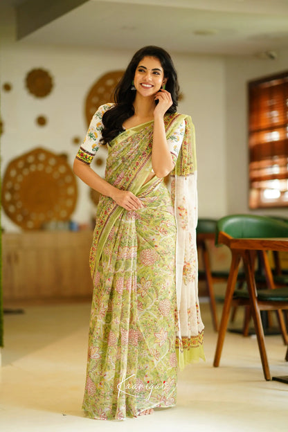 Kamali Kota Saree - Pastel Green Sarees