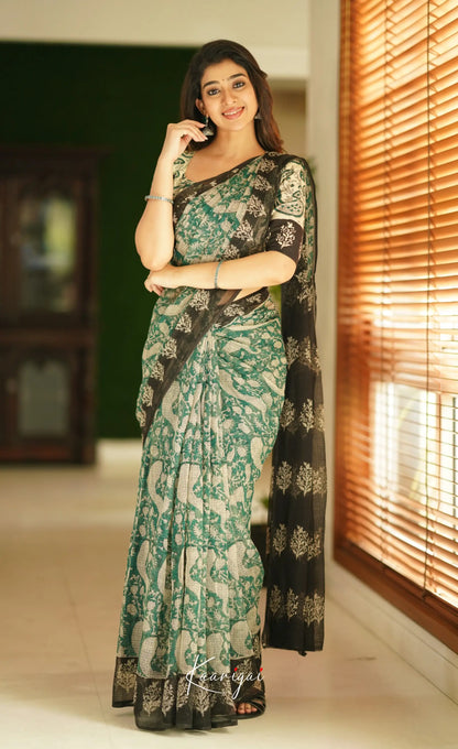 Kamali Kota Saree - Teal Green Sarees