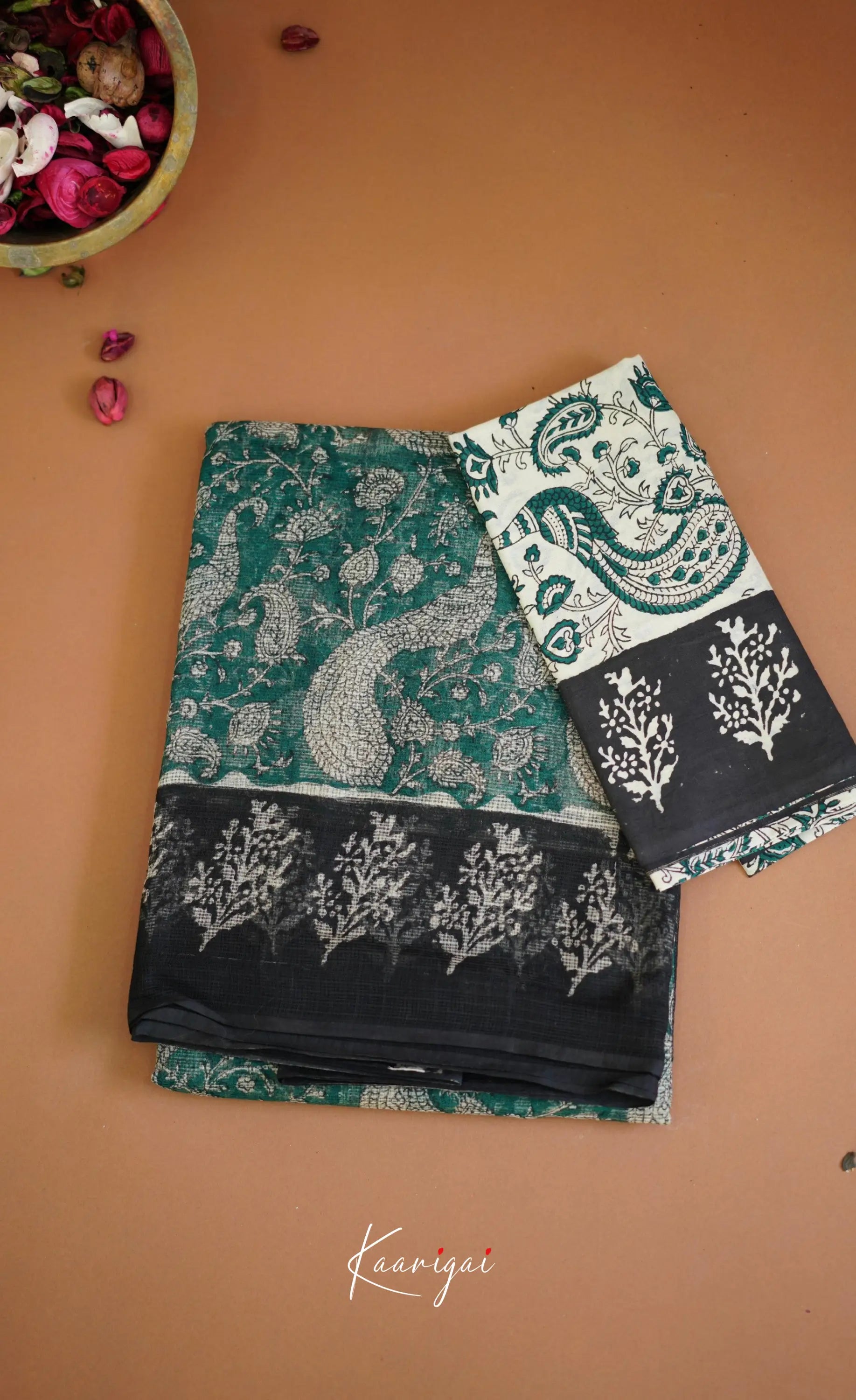 Kamali Kota Saree - Teal Green Sarees