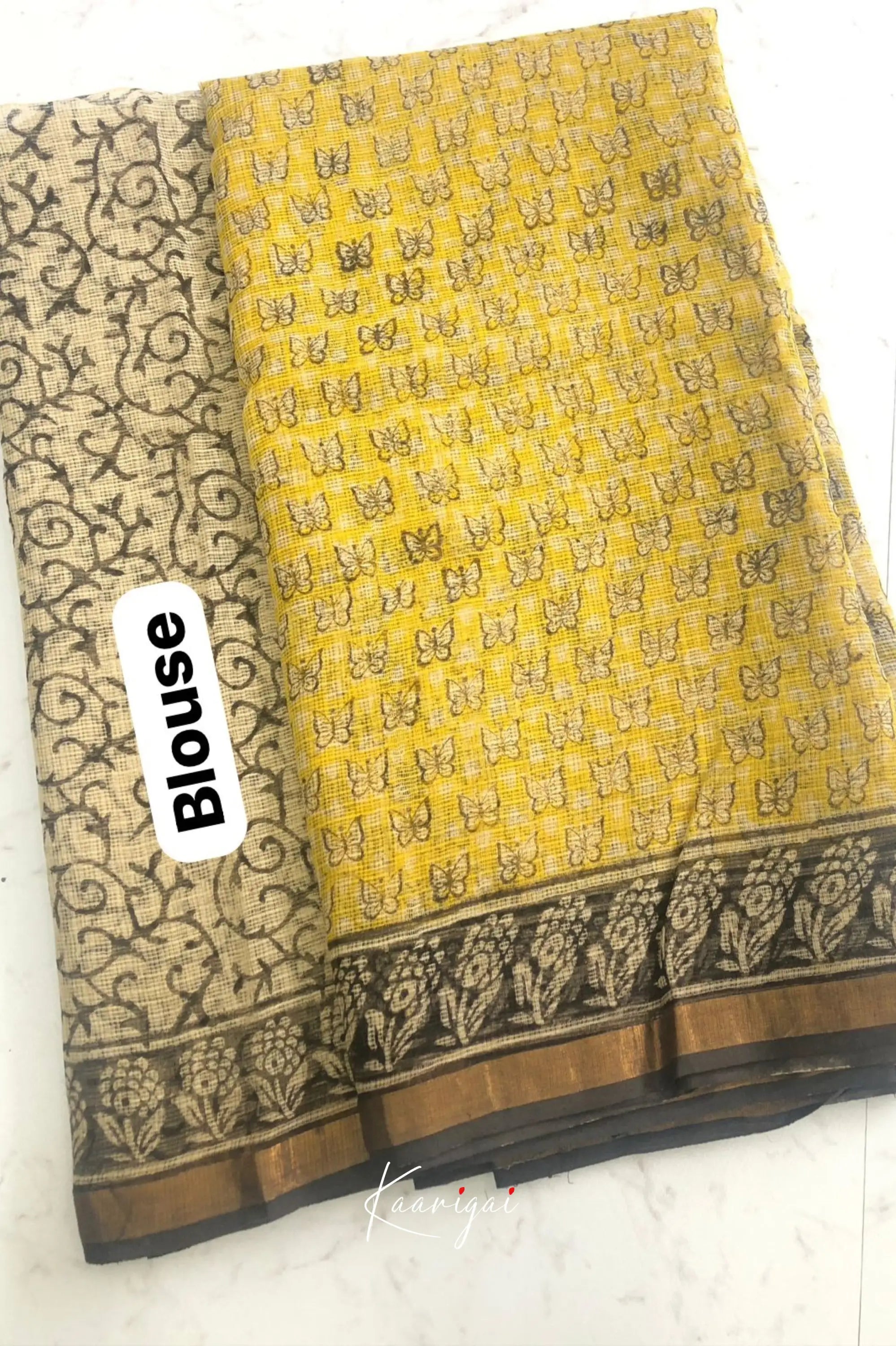 Kamali Kota Saree - Yellow And Black Sarees