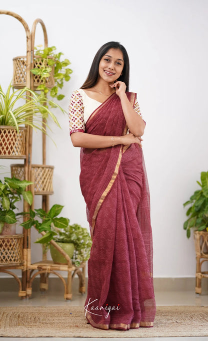 Kamali- Shade Of Maroon Kota Saree Sarees