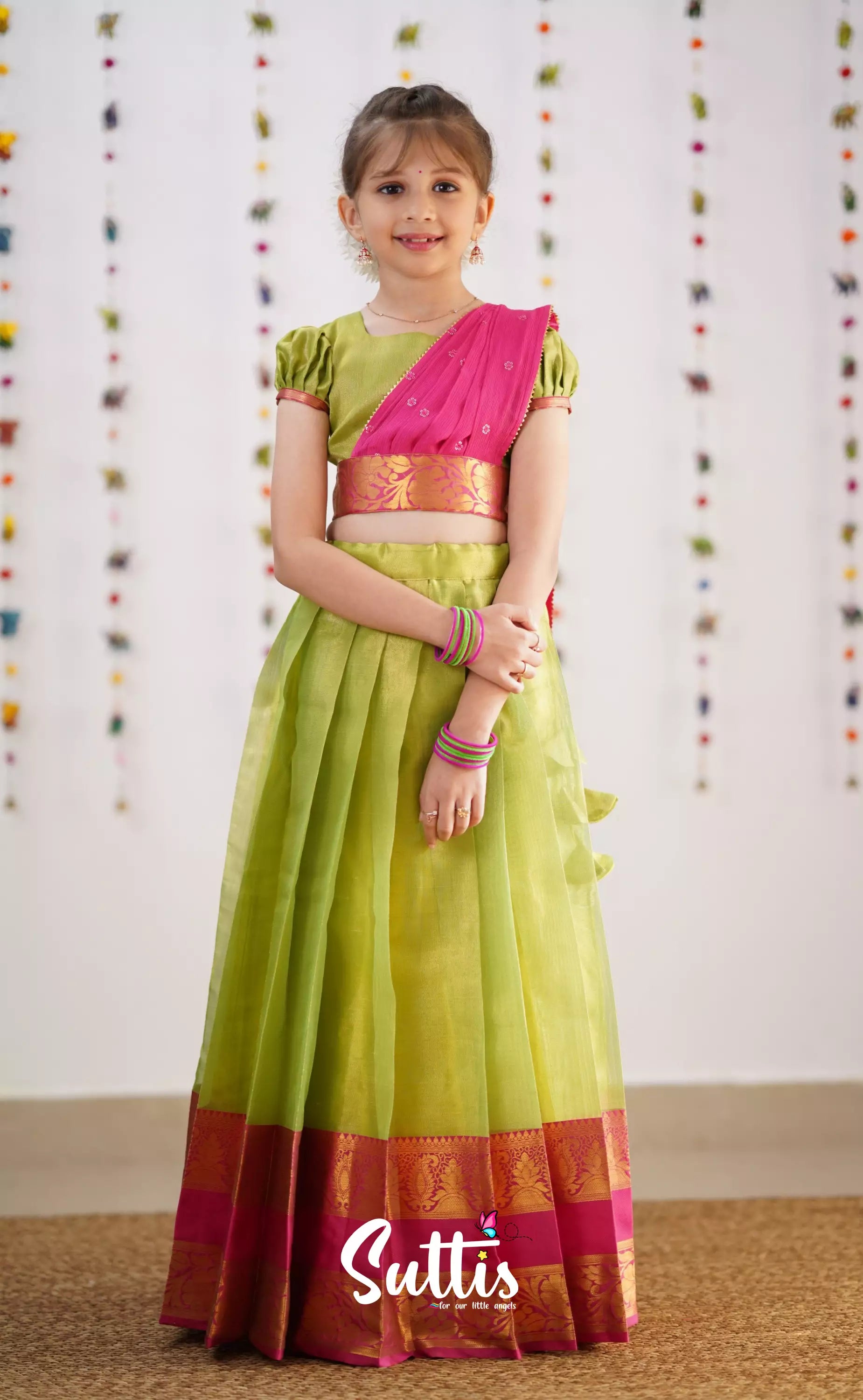Yellow pink Traditional Half saree for Little Princess HF038 – Prince N  Princess