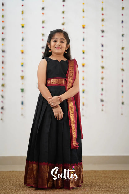 Kumaari Half Saree - Black Kids-Suttis