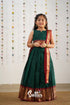 Kumaari Half Saree -Bottle Green Kids-Suttis