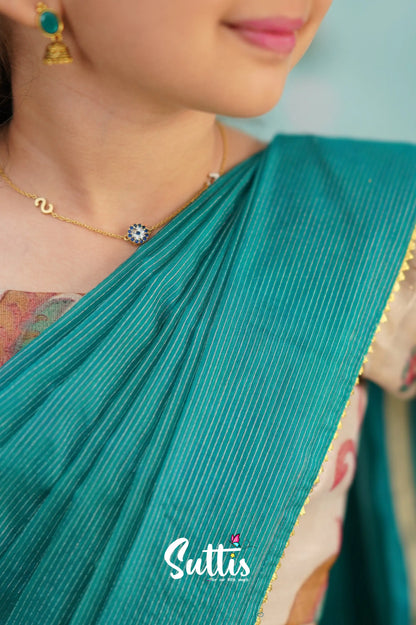 Kumaari Half Saree - Dark Teal Kids - Suttis