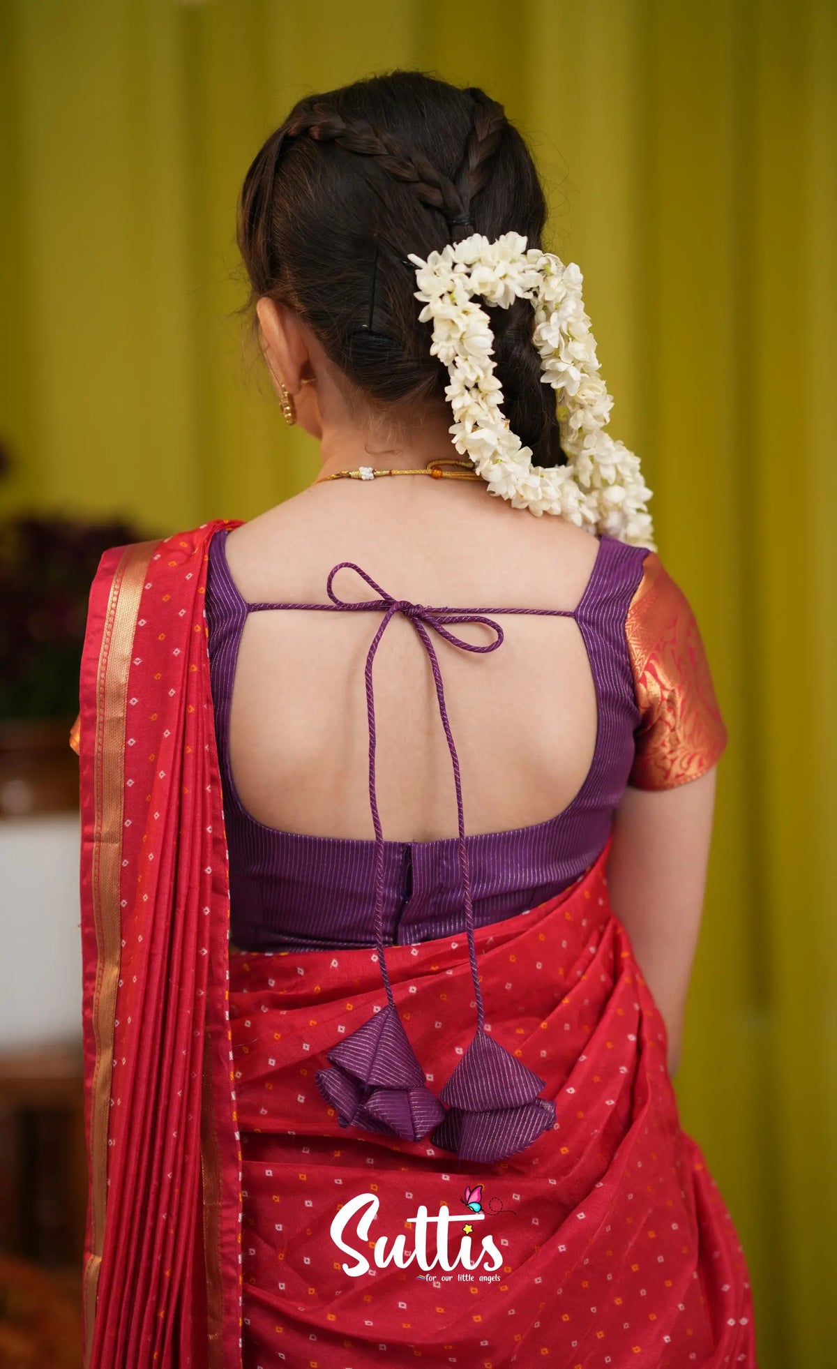Kumaari Half Saree - Lavender and Bright red - Kids-Suttis