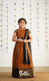 Kumaari Half Saree - Light Brown & Navy Blue Kids-Suttis