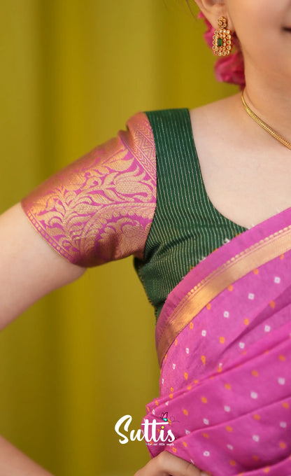 Kumaari Half Saree - Light green and Pink - Kids-Suttis
