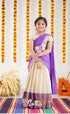 Kumaari Half Saree - Off White And Purple Kids-Suttis