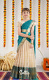 Kumaari Half Saree - Off White And Teal Kids-Suttis