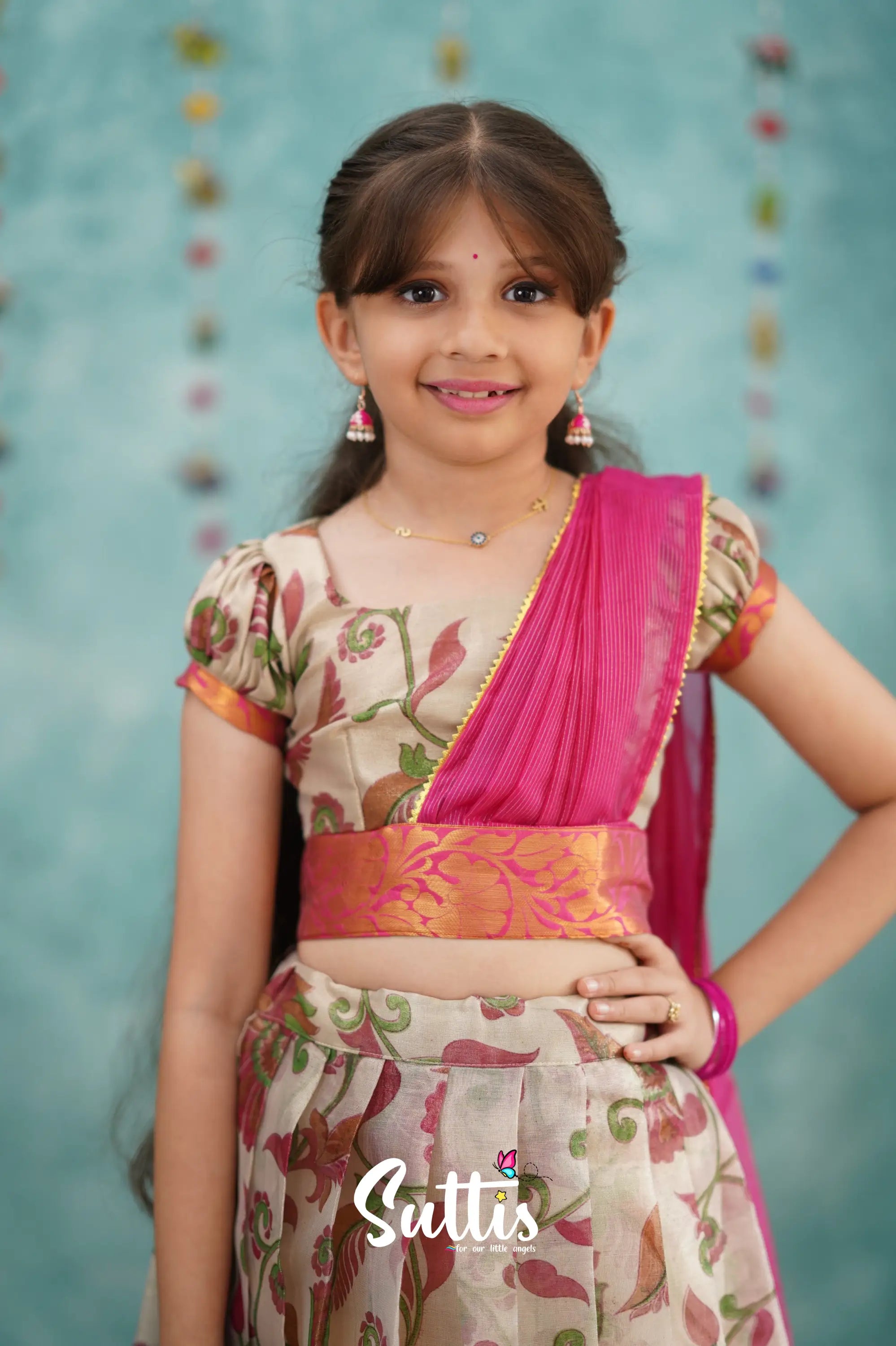 Kumaari Half Saree - Pink Kids - Suttis