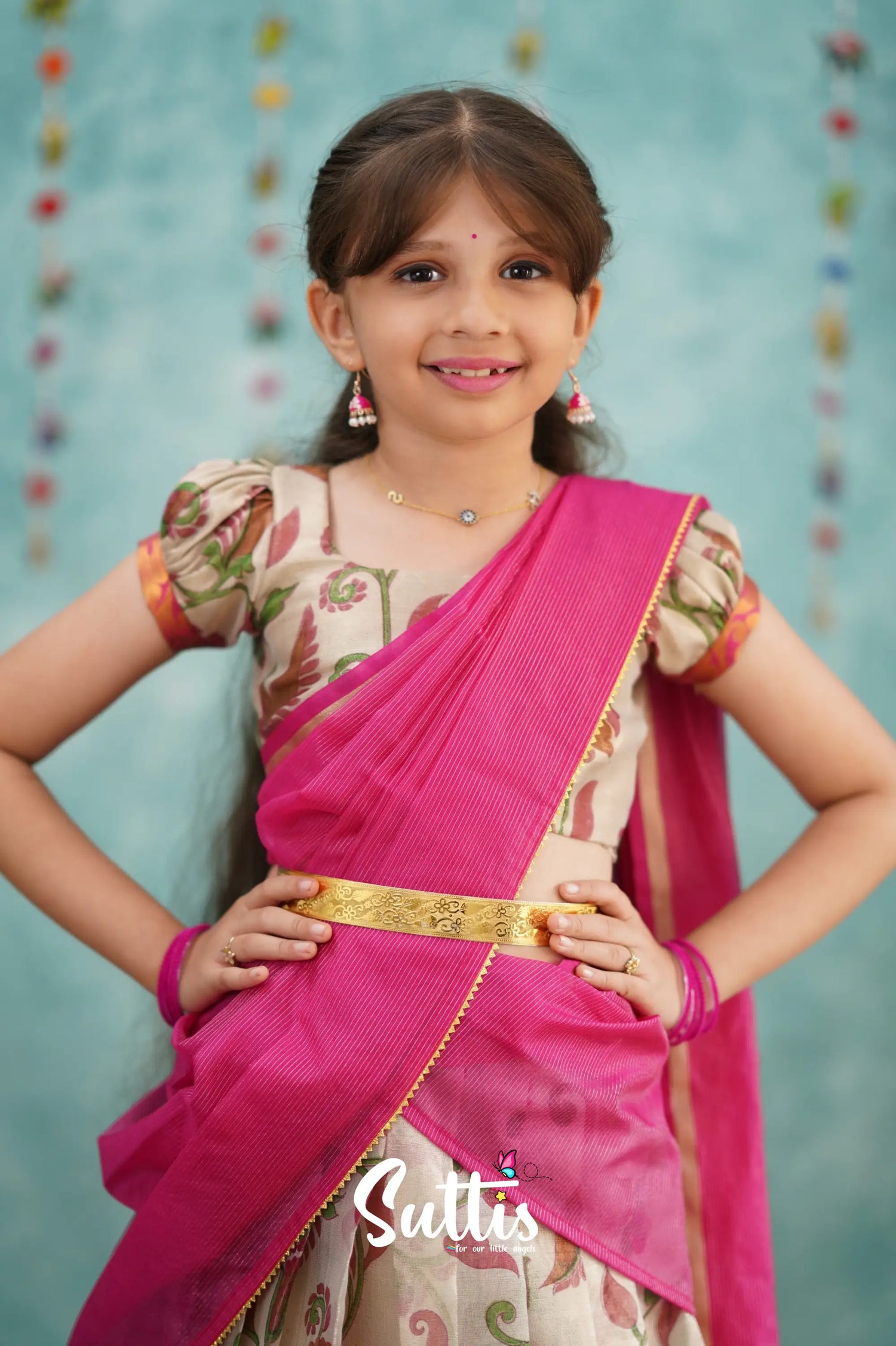 Kumaari Half Saree - Pink Kids - Suttis