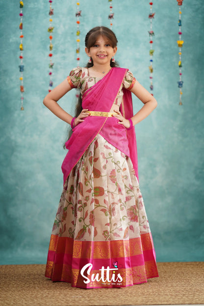 Kumaari Half Saree - Pink Kids - Suttis