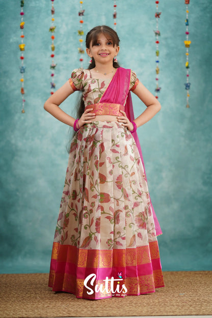 Kumaari Half Saree - Pink Kids - Suttis