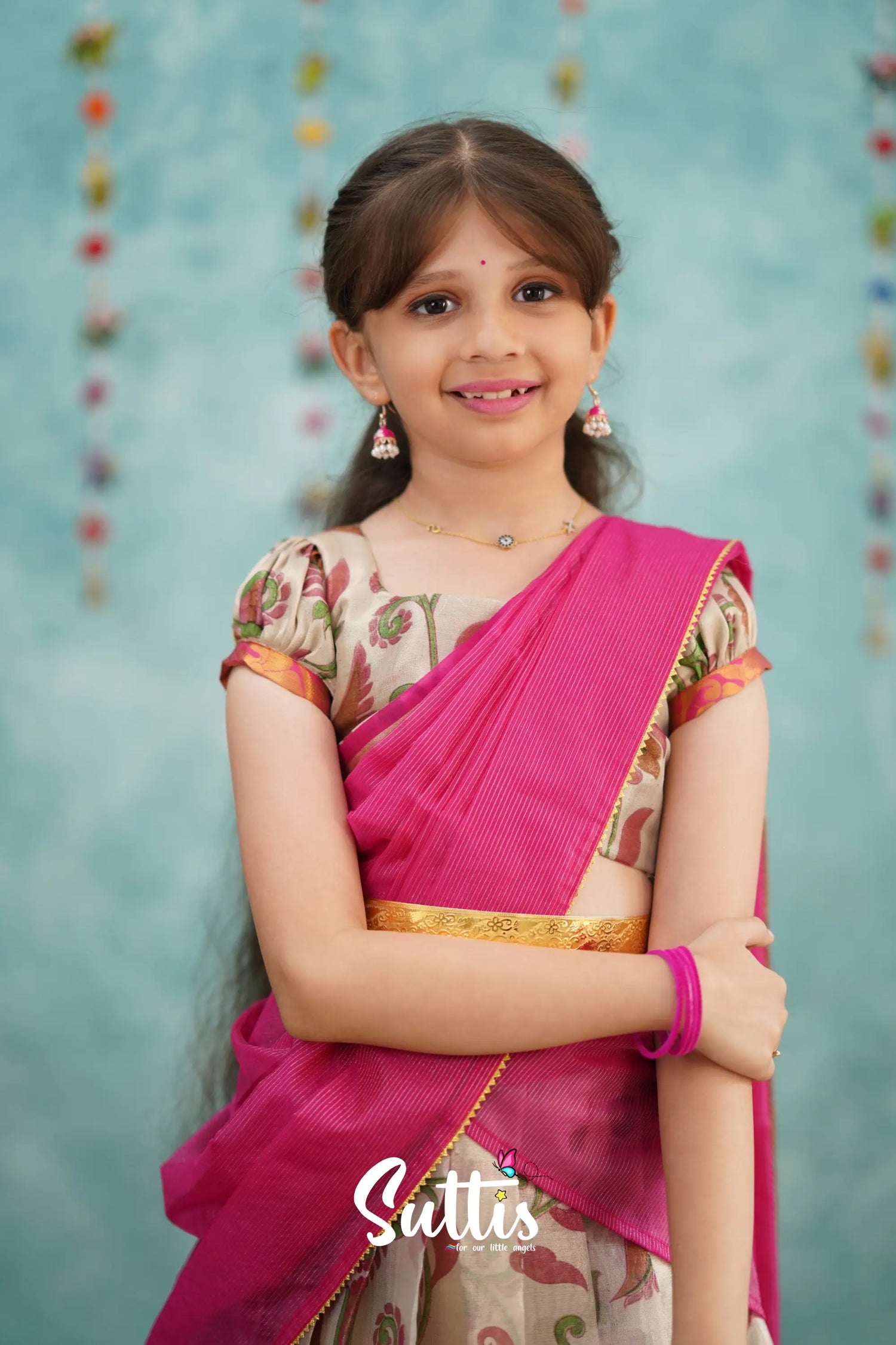 Kumaari Half Saree - Pink Kids - Suttis