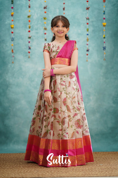 Kumaari Half Saree - Pink Kids - Suttis