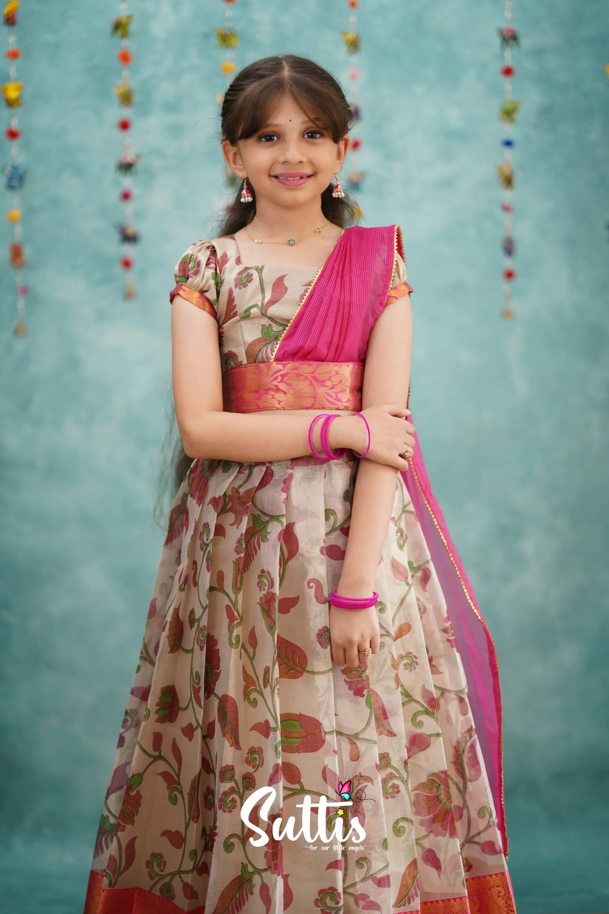 Kumaari Half Saree - Pink Kids - Suttis