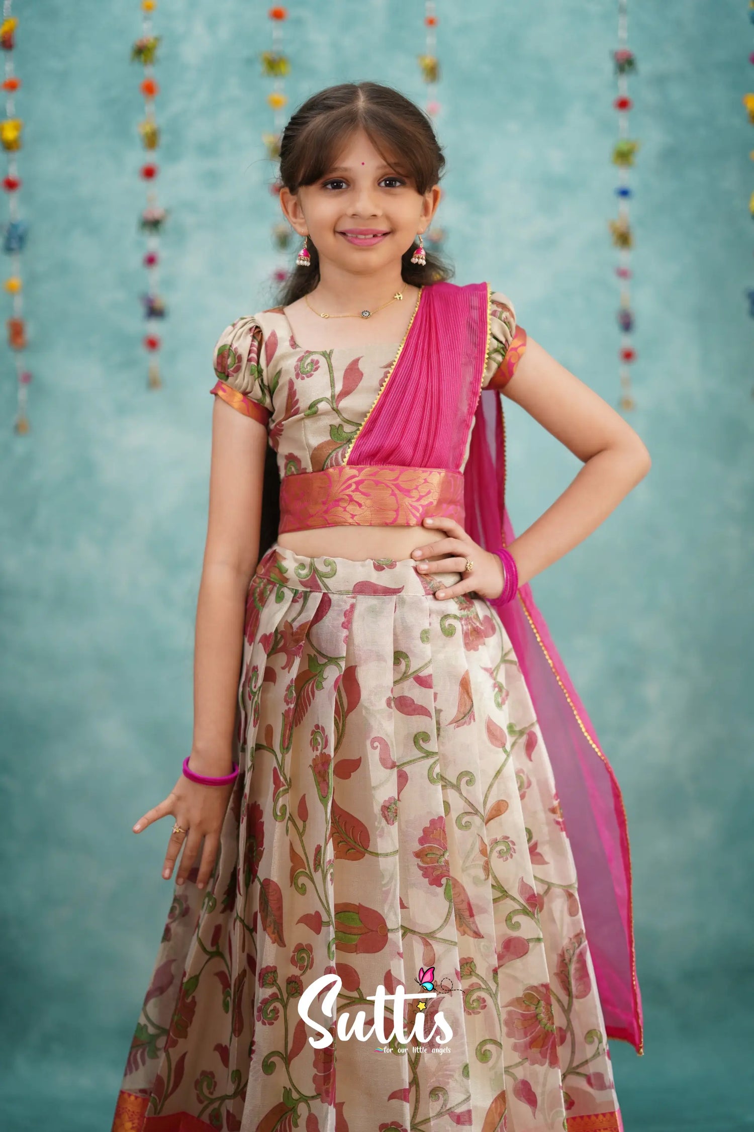 Kumaari Half Saree - Pink Kids - Suttis