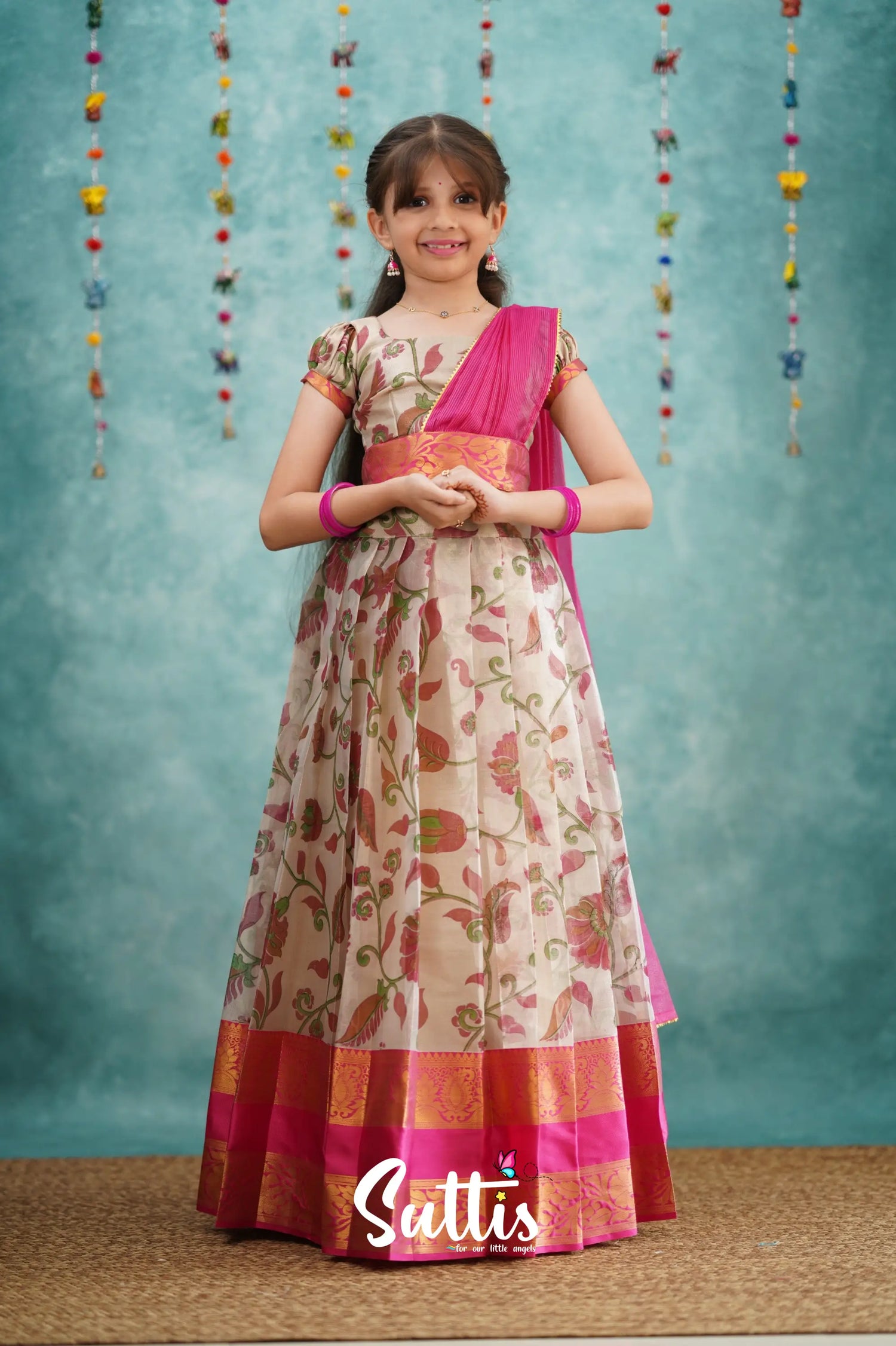 Kumaari Half Saree - Pink Kids - Suttis