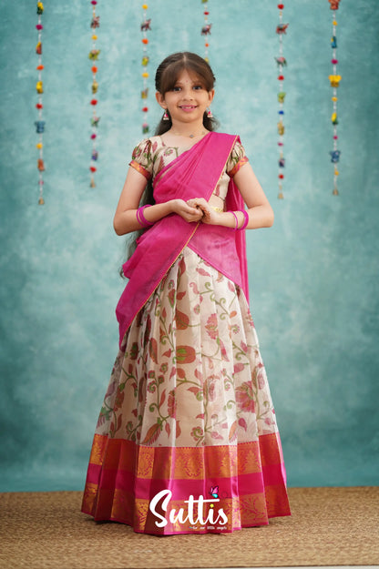 Kumaari Half Saree - Pink Kids - Suttis