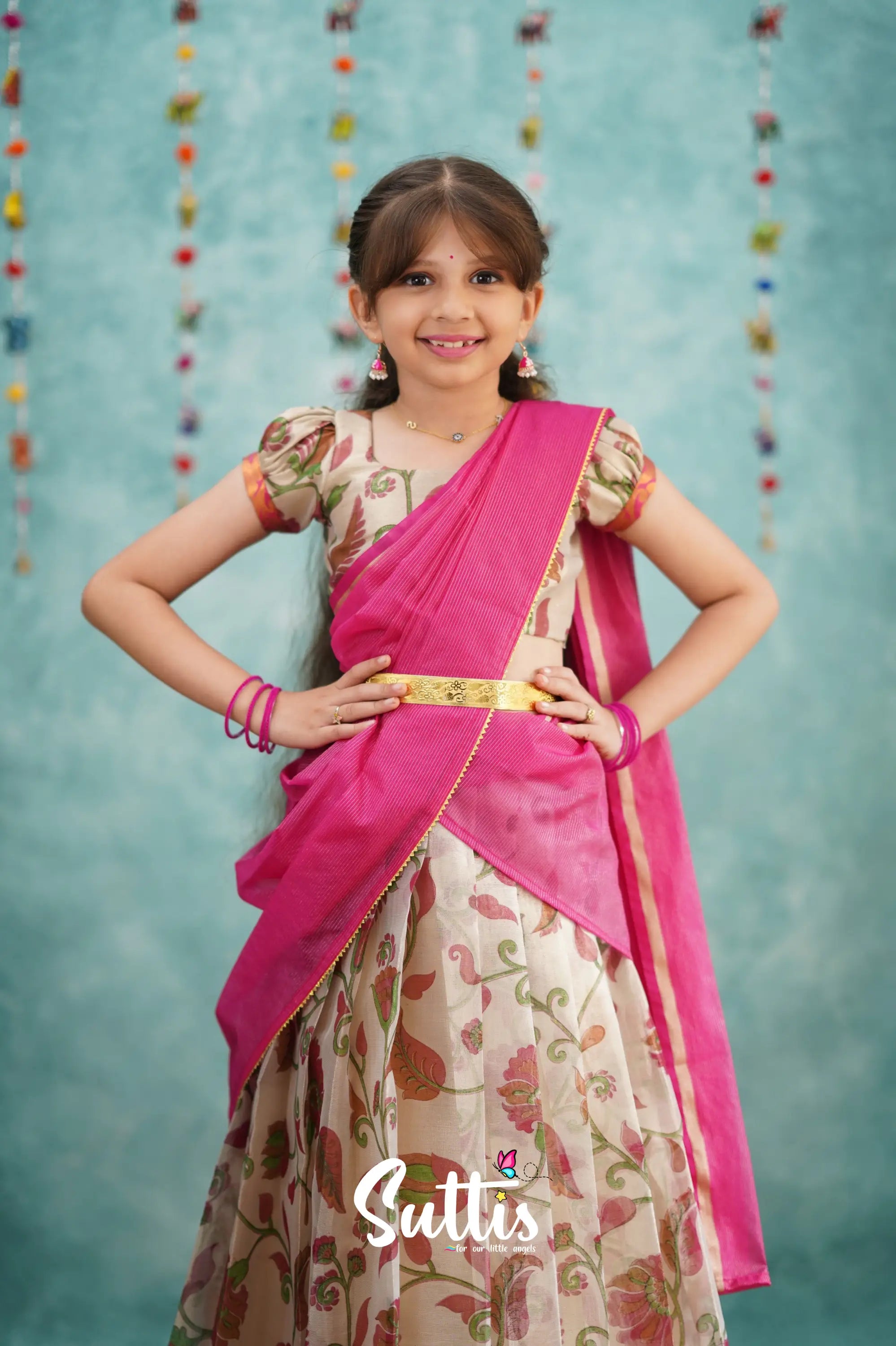 Kumaari Half Saree - Pink Kids - Suttis