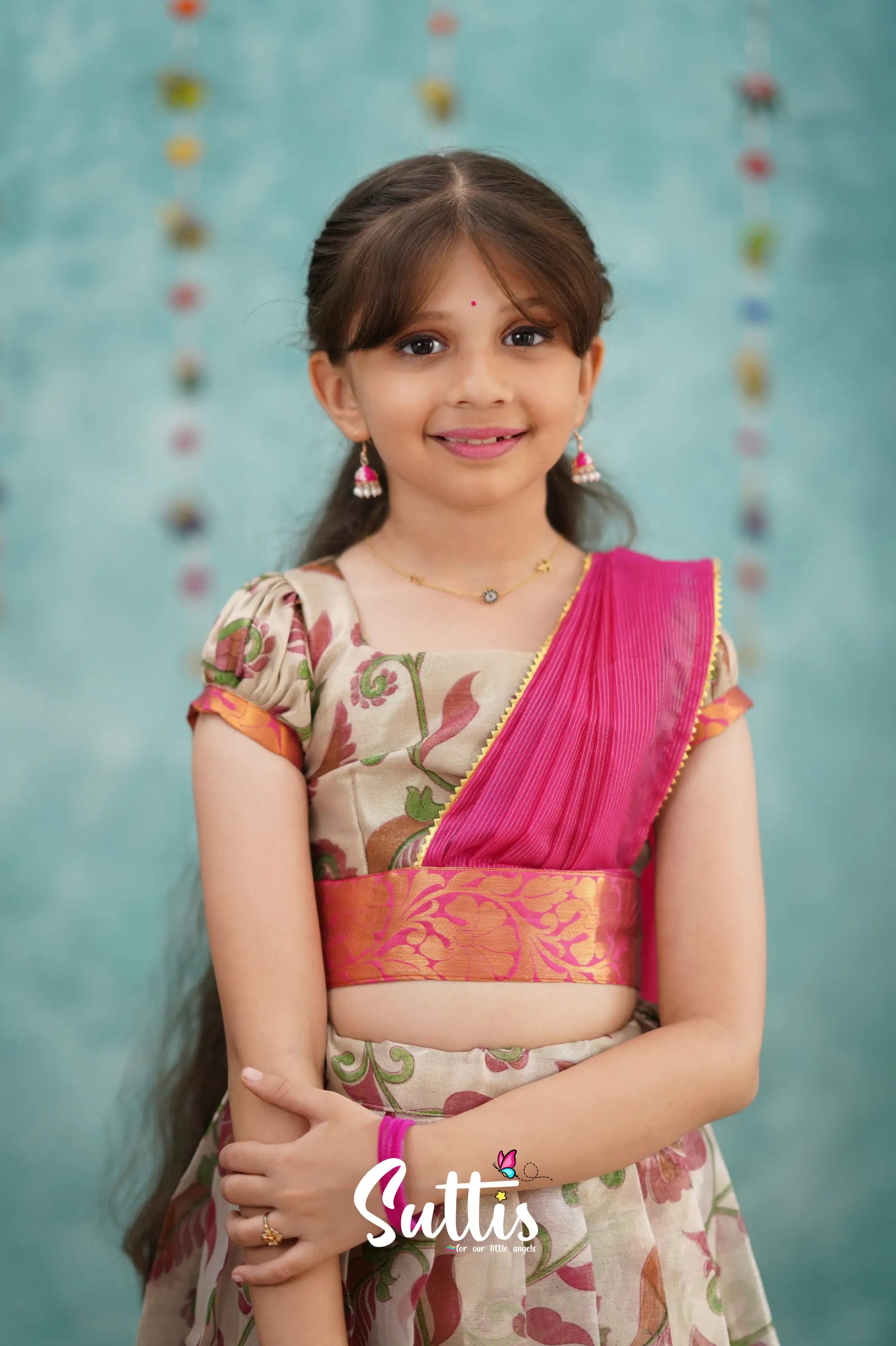 Kumaari Half Saree - Pink Kids - Suttis