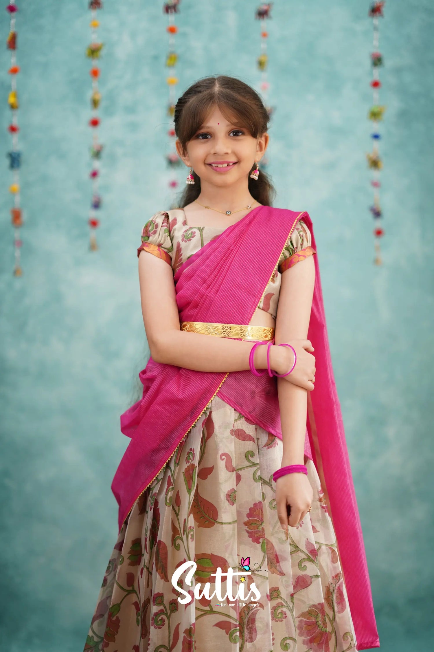 Kumaari Half Saree - Pink Kids - Suttis