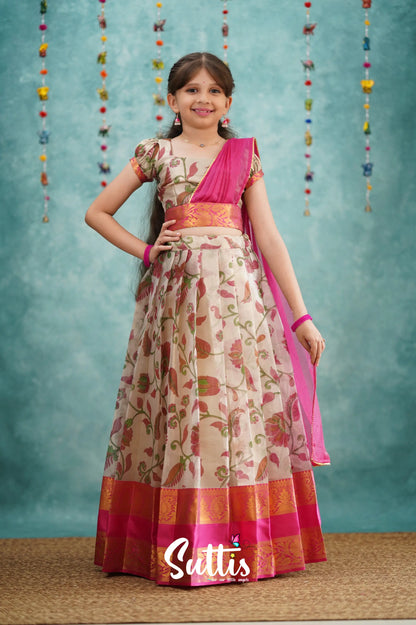 Kumaari Half Saree - Pink Kids - Suttis