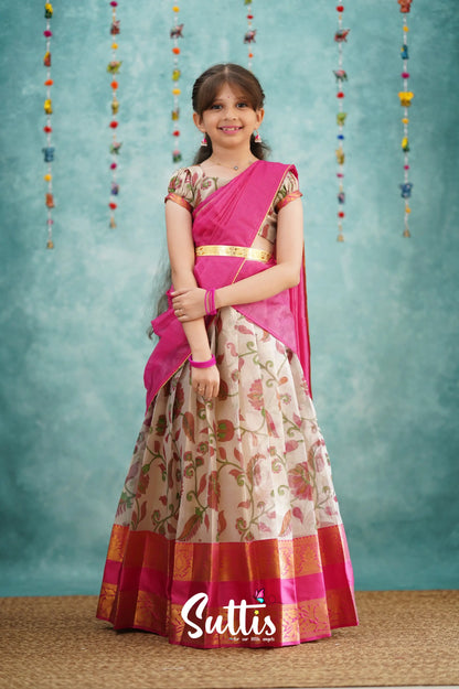 Kumaari Half Saree - Pink Kids - Suttis