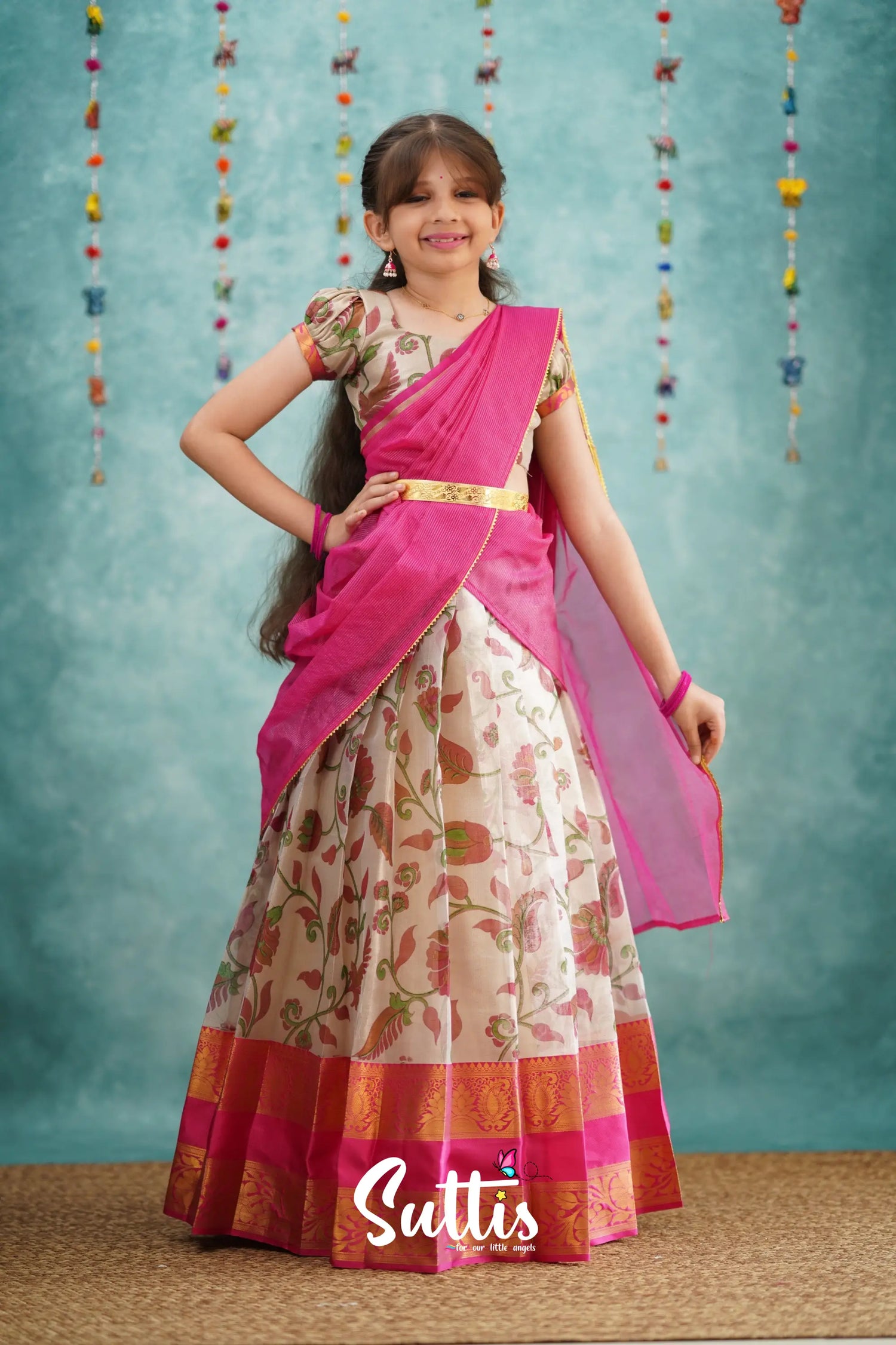 Kumaari Half Saree - Pink Kids - Suttis