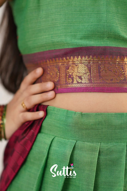 Kumaari Half Saree - Sea Green Kids-Suttis