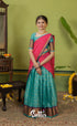 Kumaari Half Saree - Teal blue and Bright pink - Kids-Suttis