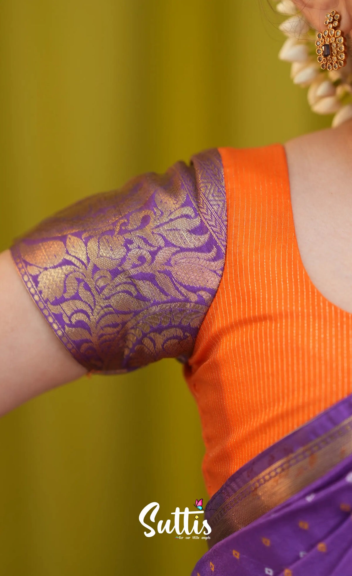 Kumaari Half Saree - Yellow and Purple - Kids-Suttis