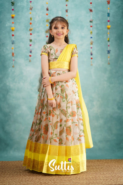 Kumaari Half Saree - Yellow Kids - Suttis