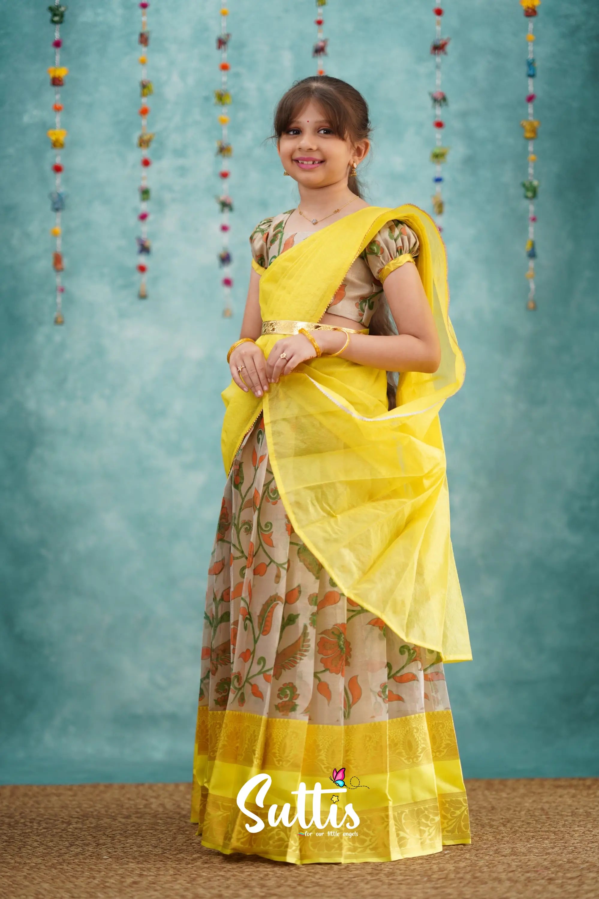 Kumaari Half Saree - Yellow Kids - Suttis