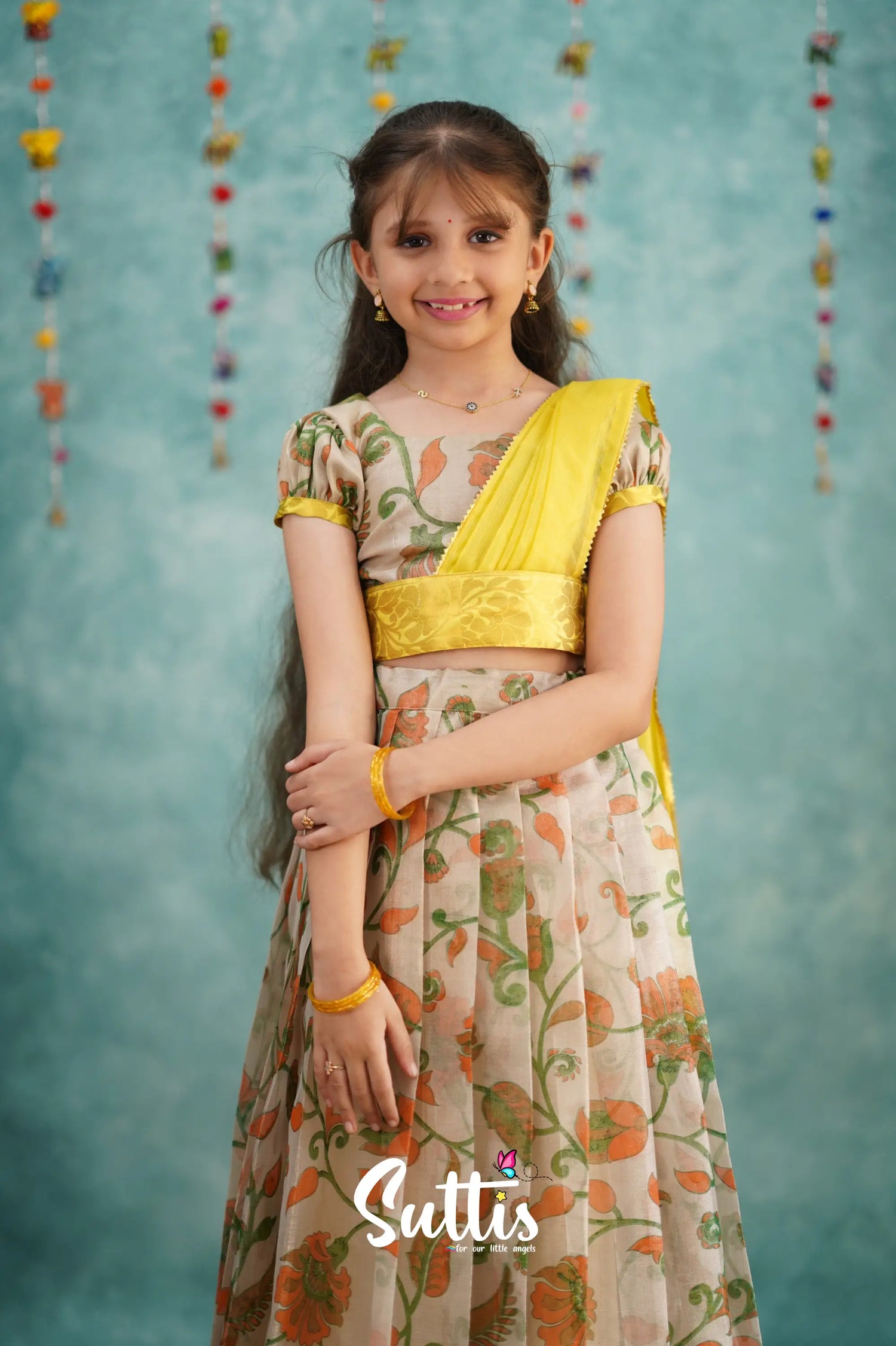 Kumaari Half Saree - Yellow Kids - Suttis