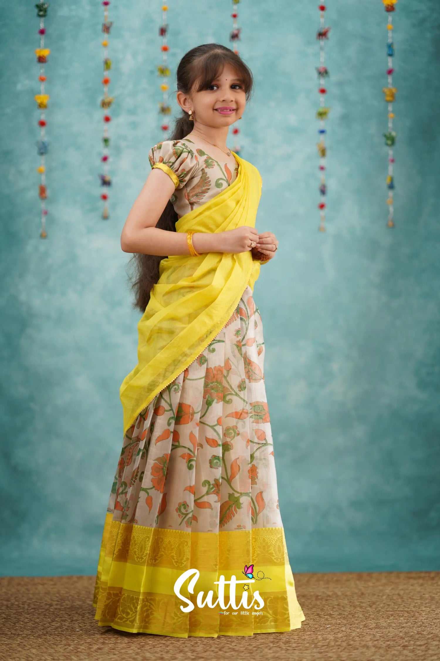 Kumaari Half Saree - Yellow Kids - Suttis