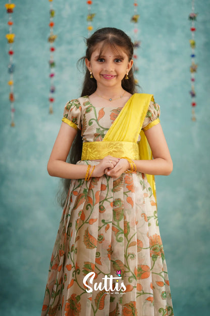 Kumaari Half Saree - Yellow Kids - Suttis