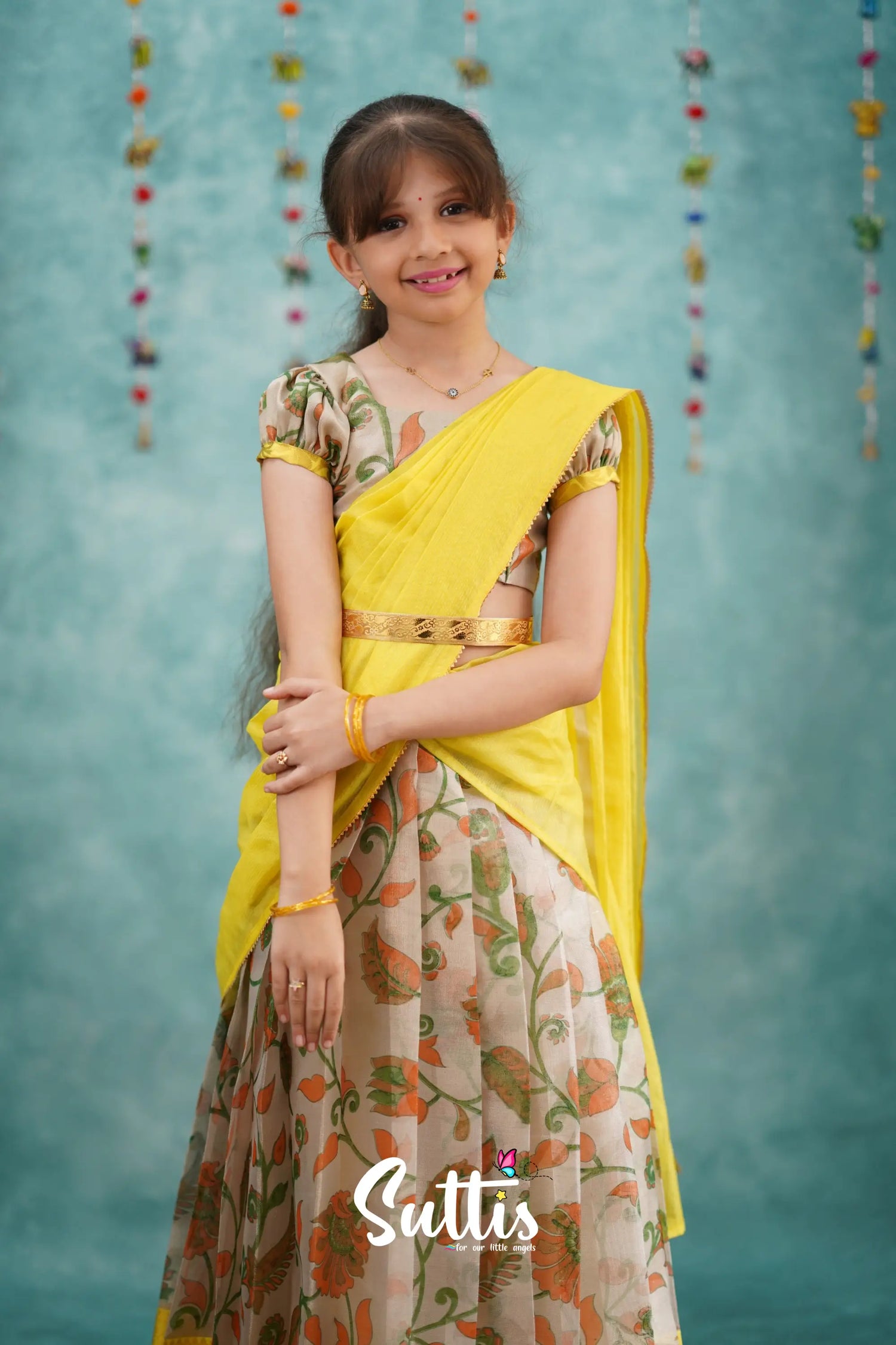 Kumaari Half Saree - Yellow Kids - Suttis